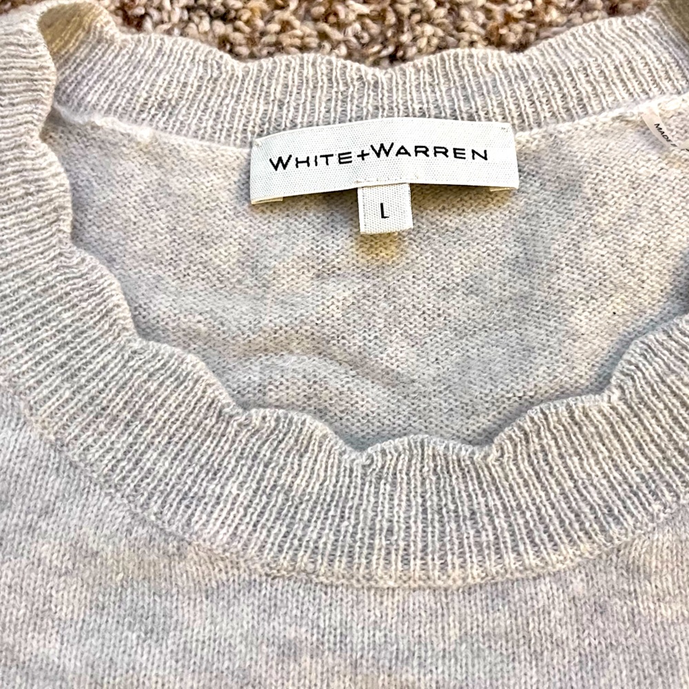 White + Warren 100% cashmere light gray sweater sz L